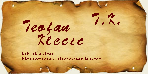 Teofan Klecić vizit kartica